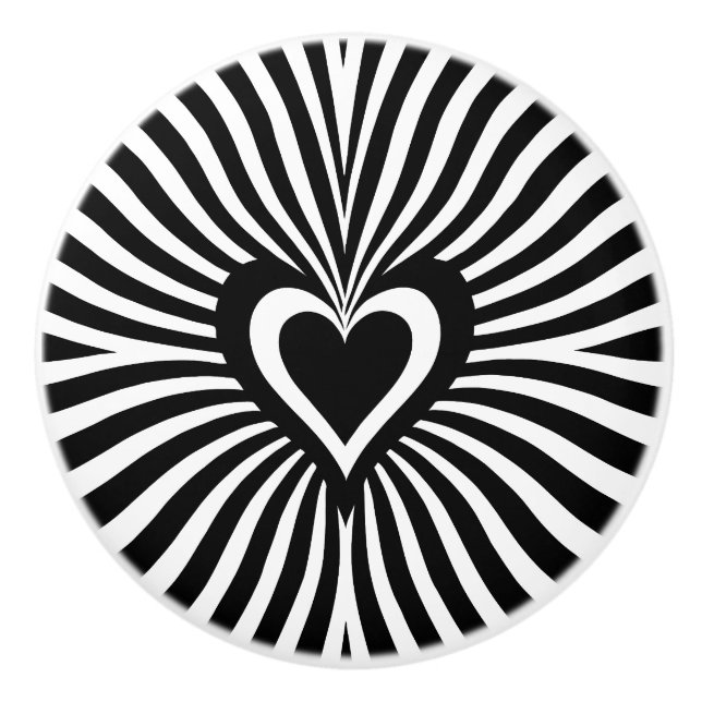 Optical Illusion Heart Wavy Radiating Ceramic Knob (Front)
