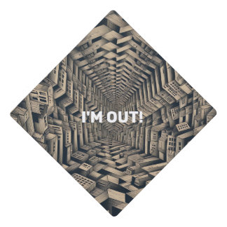 Optical Illusion I am Out Graduation Cap Topper