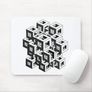 Optical Illusion Isometric Cube Pattern Graphic Mouse Pad