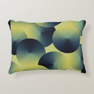 Optical illusion, linear circles, seamless pattern accent pillow