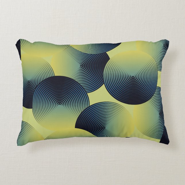 Optical illusion, linear circles, seamless pattern accent pillow (Front)