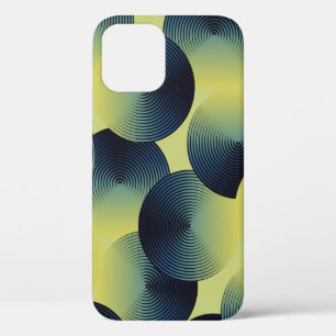 Optical illusion, linear circles, seamless pattern iPhone 12 case