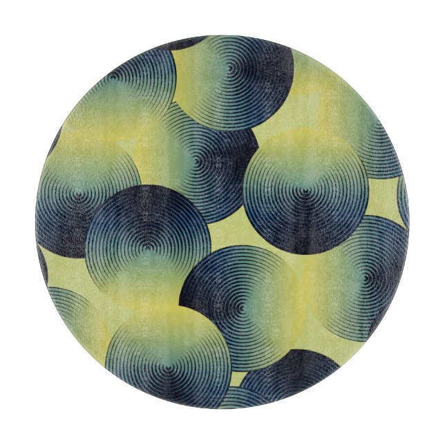 Optical illusion, linear circles, seamless pattern cutting board (Front)