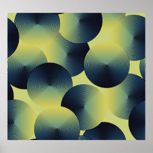 Optical illusion, linear circles, seamless pattern poster