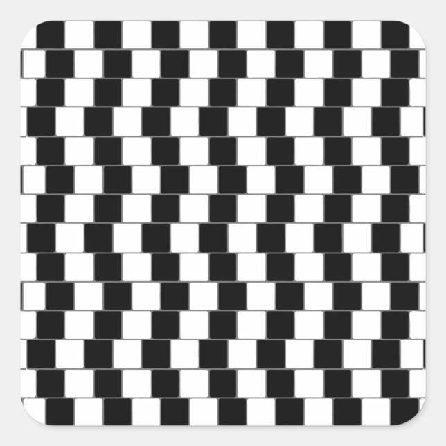 Optical Illusion Lines Squares Black Square Sticker (Front)