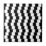 Optical Illusion Lines Squares Black Tile<br><div class="desc">Optical illusion Design Pattern with squares and lines. All the horizontal lines are straight and parallel. Believe it or not. Just get a ruler and test it out for yourself. It's a fun mind blowing brain teaser. An optical illusion is an illusion caused by the visual system and characterized by...</div>