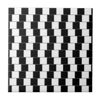 Optical Illusion Lines Squares Black Tile