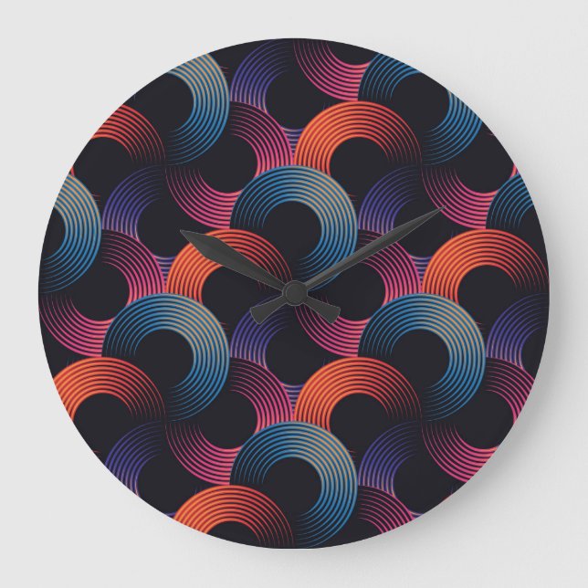 Optical illusion: metallic linear rings. large clock (Front)
