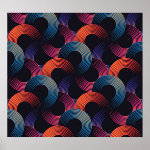 Optical illusion: metallic linear rings. poster