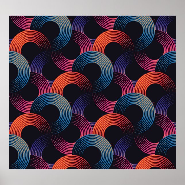 Optical illusion: metallic linear rings. poster (Front)