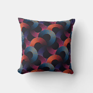 Optical illusion: metallic linear rings. throw pillow