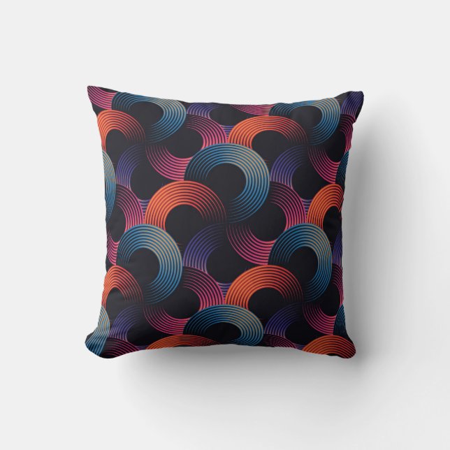Optical illusion: metallic linear rings. throw pillow (Front)