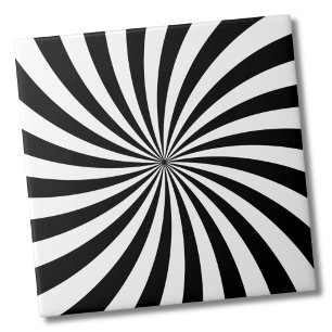 Optical Illusion Moving Black and White Swirl Tile