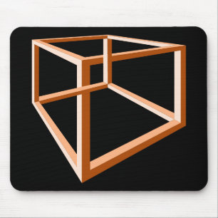 Optical illusion of an impossible orange construct mouse pad