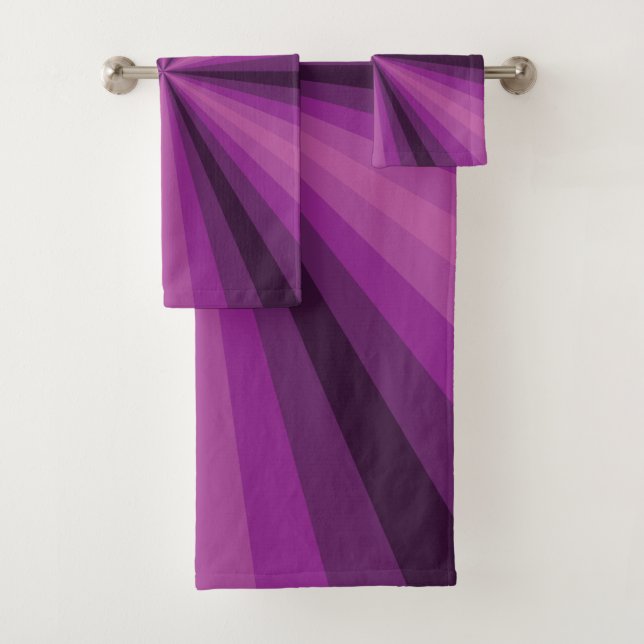 Optical Illusion Purple Bathroom Towel Set (Insitu)