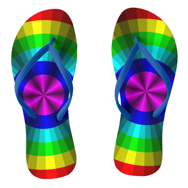 Optical Illusion Rainbow Flip Flops (Footbed)