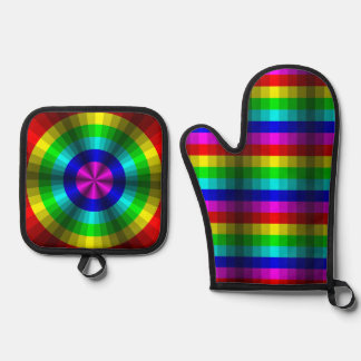 Optical Illusion Rainbow Oven Mitt & Pot Holder Set
