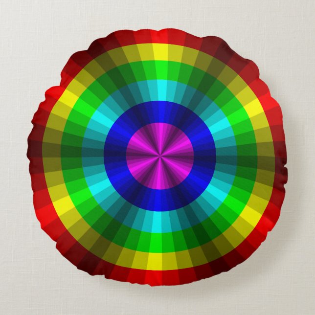 Optical Illusion Rainbow Round Pillow (Front)