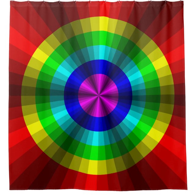 Optical Illusion Rainbow Shower Curtain (Front)