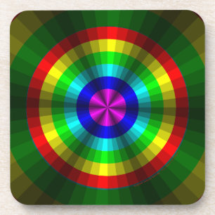 Optical Illusion Rainbow Square Coaster
