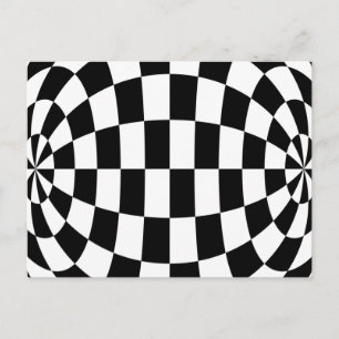 Optical Illusion Round checkers Black White Postcard
