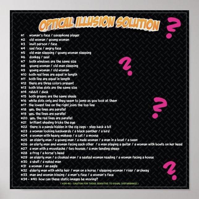 OPTICAL ILLUSION SOLUTION POSTER (Front)