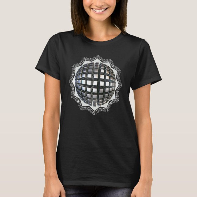 Optical Illusion Sphere Mandala Geometry Yoga Mant T-Shirt (Front)