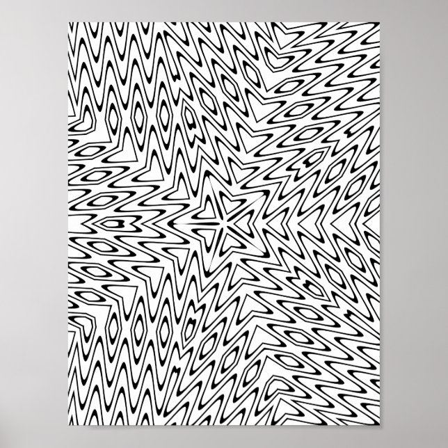Optical Illusion Star Wave Pattern Colouring Page Poster (Front)