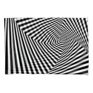 Optical Illusion: Striped Geometric Abstract. Pillowcase