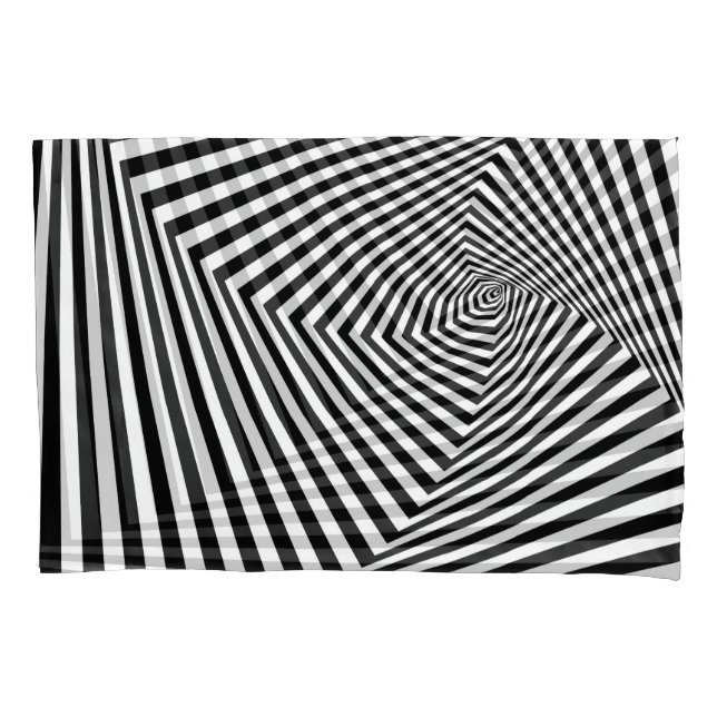 Optical Illusion: Striped Geometric Abstract. Pillowcase (Front)