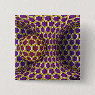 Optical Illusion Trick Drawing Rotation Turning 2 Inch Square Button