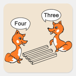 Optical illusion Trick Fox Drawing Square Sticker