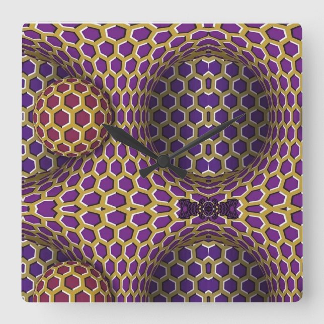 Optical Illusion Trick Rotation Turning Time Square Wall Clock (Front)