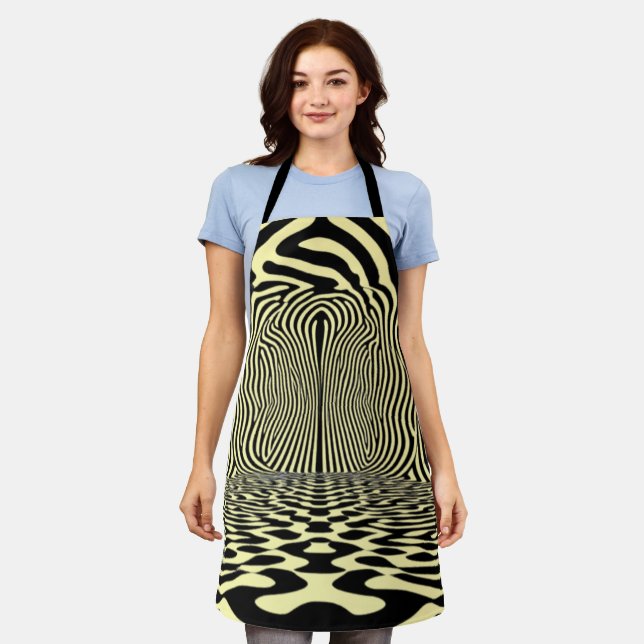Optical Illusion Tunnel – Hypnotic Black and White Apron (Worn)
