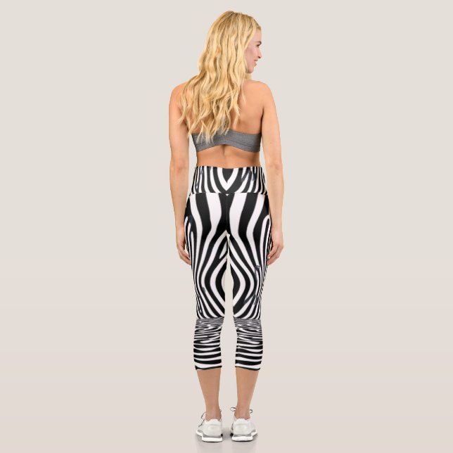 Optical Illusion Tunnel – Hypnotic Black and White Capri Leggings (Back)