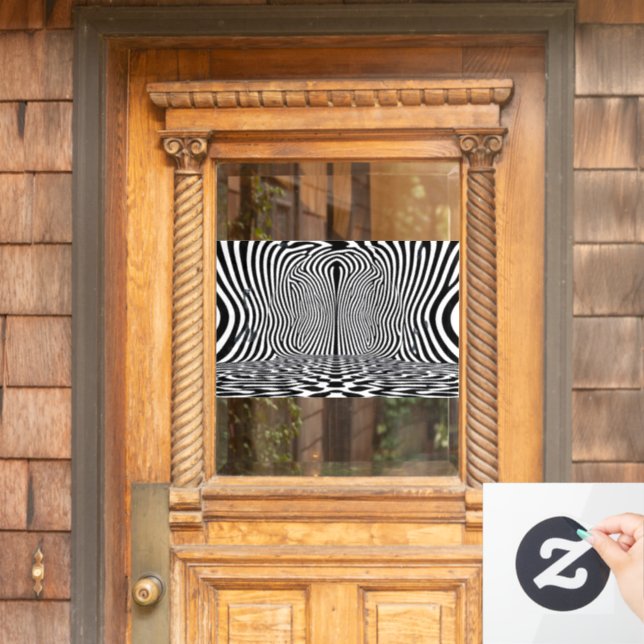 Optical Illusion Tunnel – Hypnotic Black and White Window Cling (Home Door)