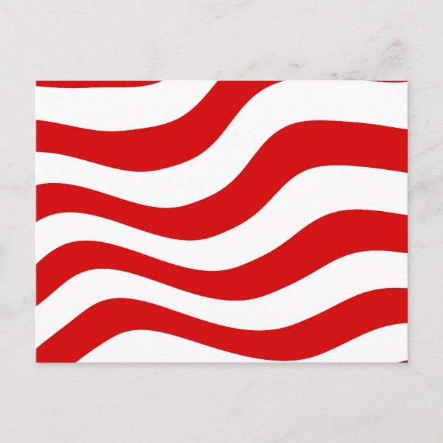Optical Illusion: Zany Wavy  Red and White Stripes Postcard (Front)
