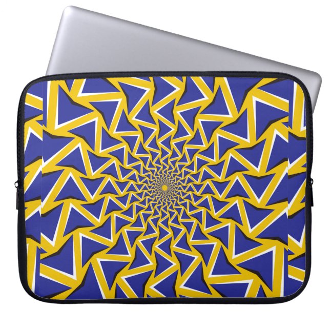 Optical motion illusion bitmap background. Blue ar Laptop Sleeve (Front)