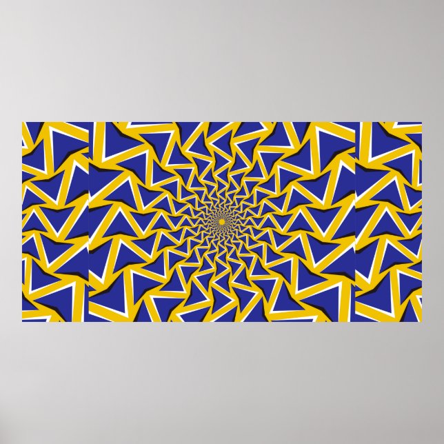 Optical motion illusion bitmap background. Blue ar Poster (Front)