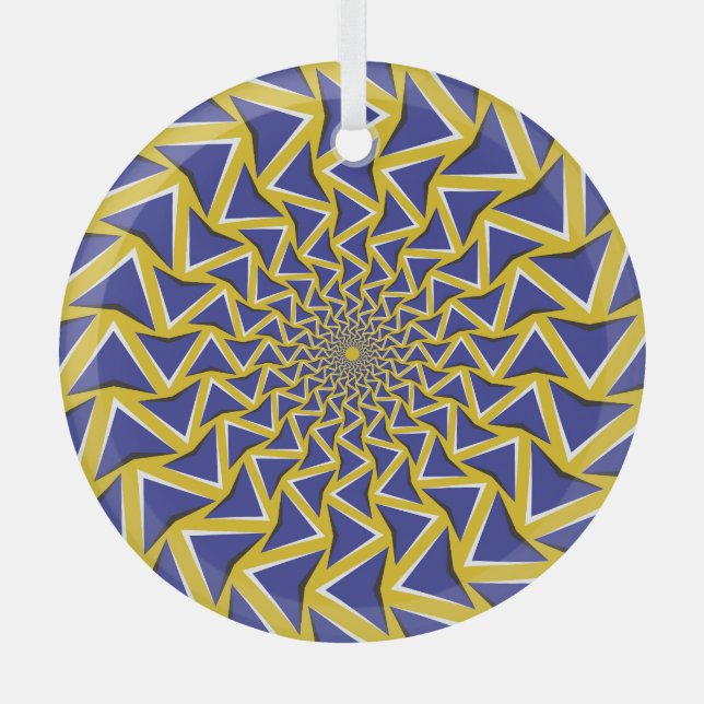 Optical Motion Illusion Circular Background Glass Ornament (Front)