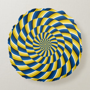 Optical motion illusion Vintage background. Yellow Round Pillow