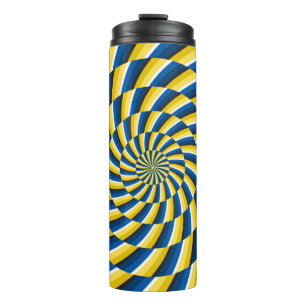 Optical motion illusion Vintage background. Yellow Thermal Tumbler