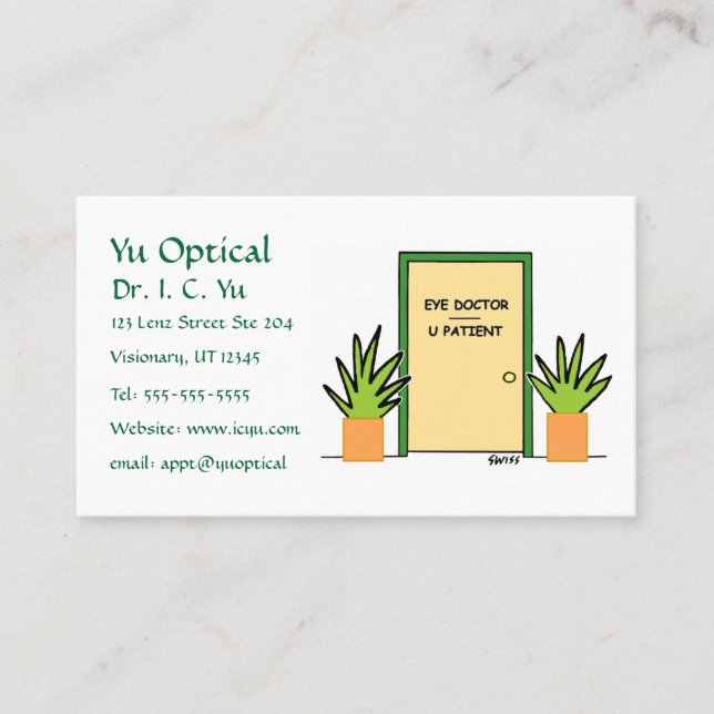 Optical Optometrist Cartoon Appointment Business Card (Front)