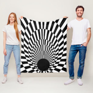 Optical Spiral Black Hole Illusion Fleece Blanket