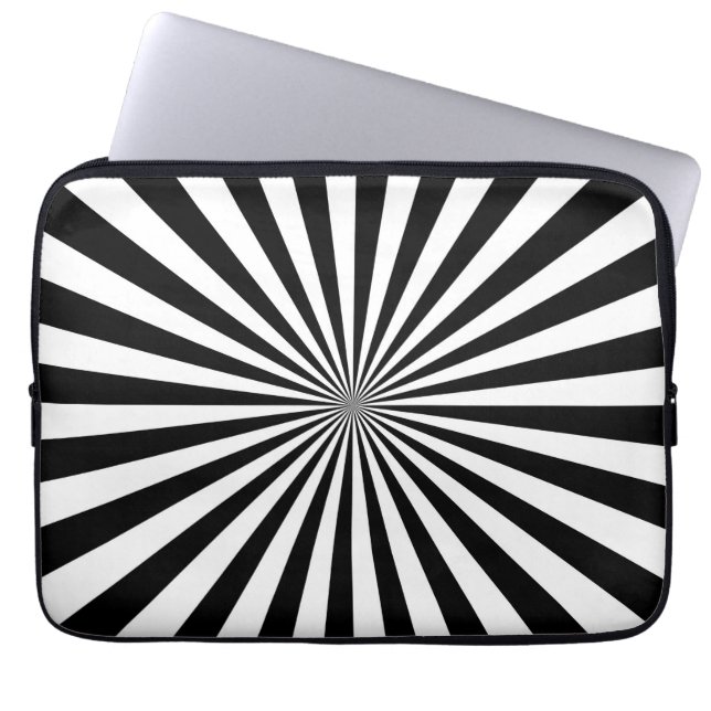 Optical Sun Burst Spinning Wheel Design Laptop Sleeve (Front)