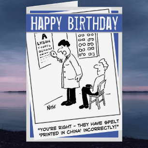 Optician giving an eye-test