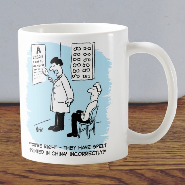 Optician giving an eye-test coffee mug (Creator Uploaded)