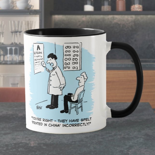 Optician giving an eye-test mug (Creator Uploaded)