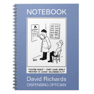 Optician giving an eye-test notebook