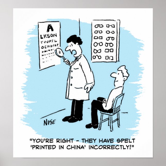 Optician giving an eye-test poster (Front)